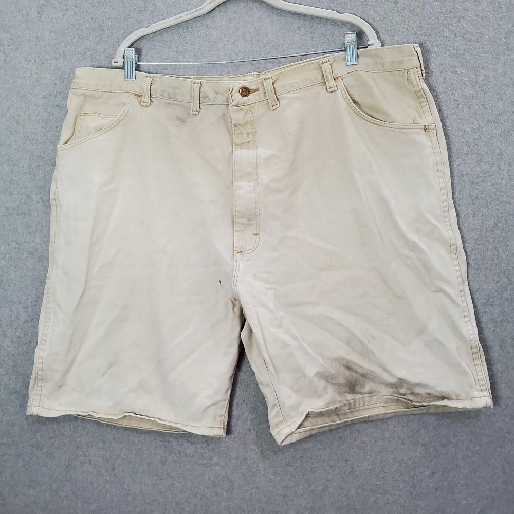VINTAGE Wrangler Men Shorts 46 Beige Chino Outdoor Golf Pockets 90s USA READ